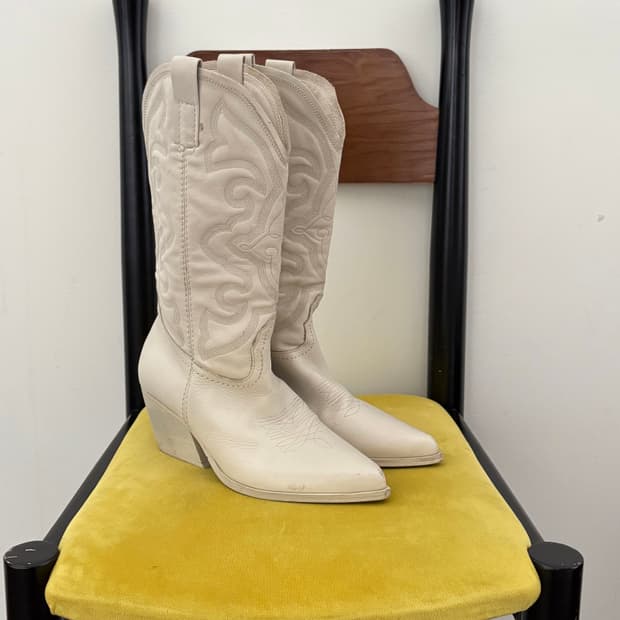 White Western boots