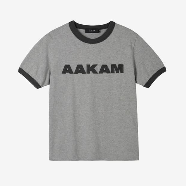AAKAM Logo Patch Ringer Top (Gray-Charco