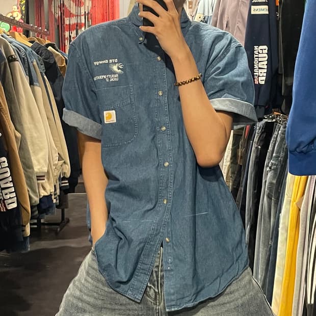 [IM] carhartt 칼하트 중청 데님 반팔셔츠