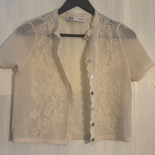 자라 펀칭레이스 여름 반팔 가디건