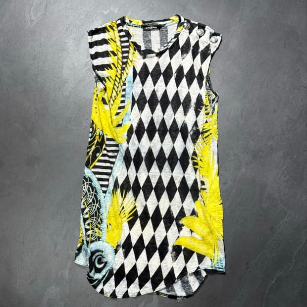 Balmain 13SS Harlequin Print Sleeveless 
