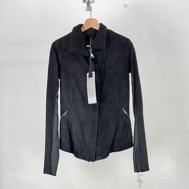 조르지오 브라토 하이넥 헴 스웨이드 램 레더 자켓