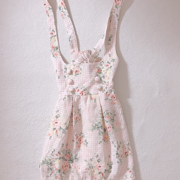 리즈멜로 플라워 서스펜더 스커트 히메갸루 라떼갸루