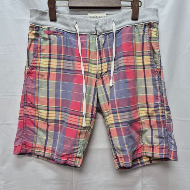 데님앤서플라이 체크 반바지