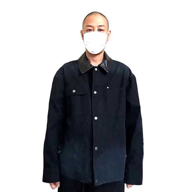 (105) 인사일런스 레더카라 데님자켓 블랙