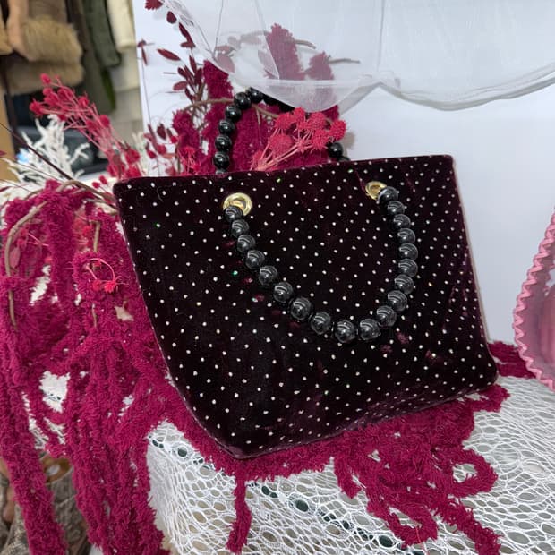 cubic velvet hand bag