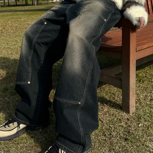 디서먼트 워싱 데님 팬츠(M)