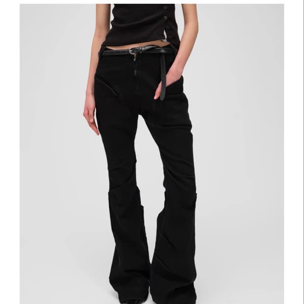 구매글) 로딩룸 draped flare jeans