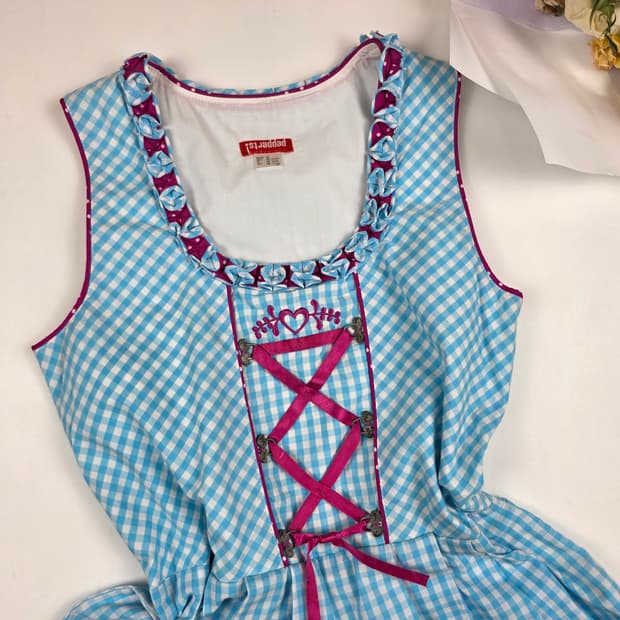 깅엄체크 디른들 원피스