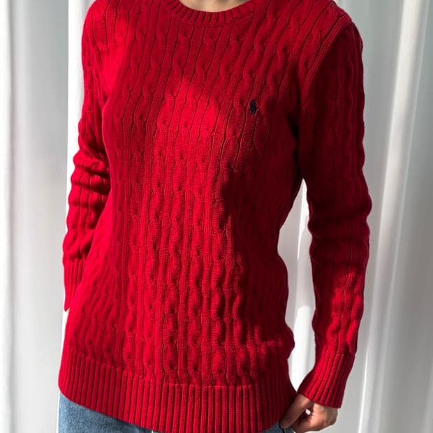 [S]폴로 랄프로렌 꽈배기 케이블 코튼 니트 red