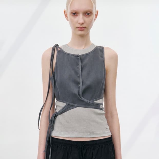스튜디오테이블 TWISTED CROP TOP, CHARCOAL(새상품)