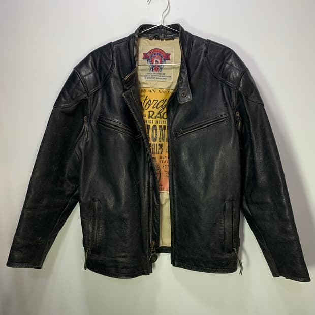 빈티지 리얼 소가죽 라이더 자켓