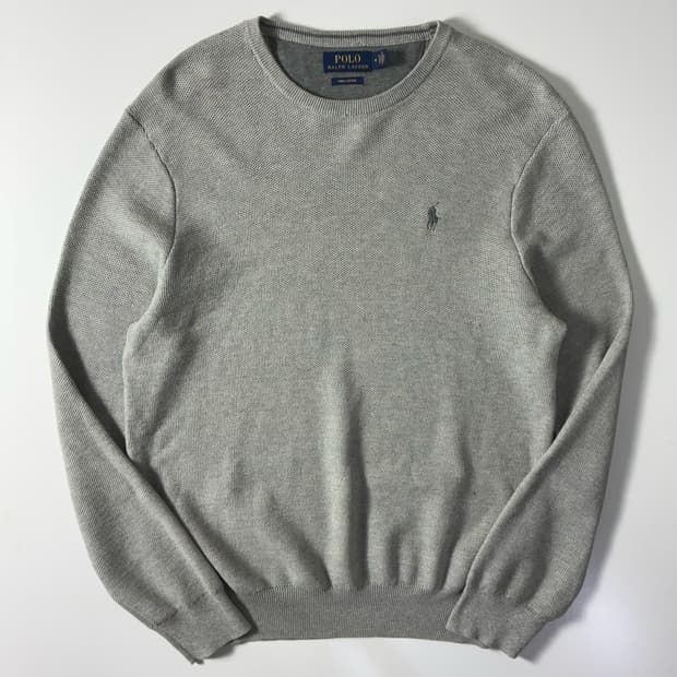 Polo  폴로 랄프로렌 자수 피마코튼 그레이 니트 
