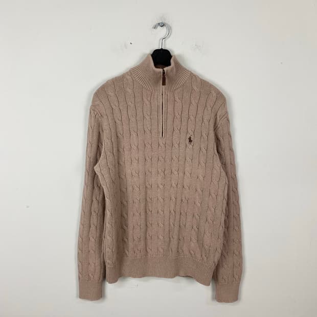 폴로 랄프로렌 꽈배기 반집업 니트 S