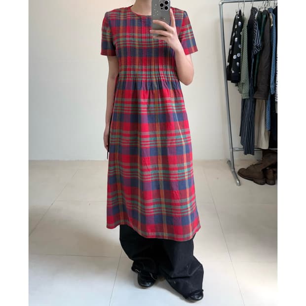 빈티지 체크 원피스