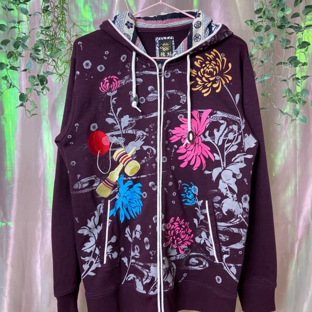 오리엔탈 자수 후드집업 