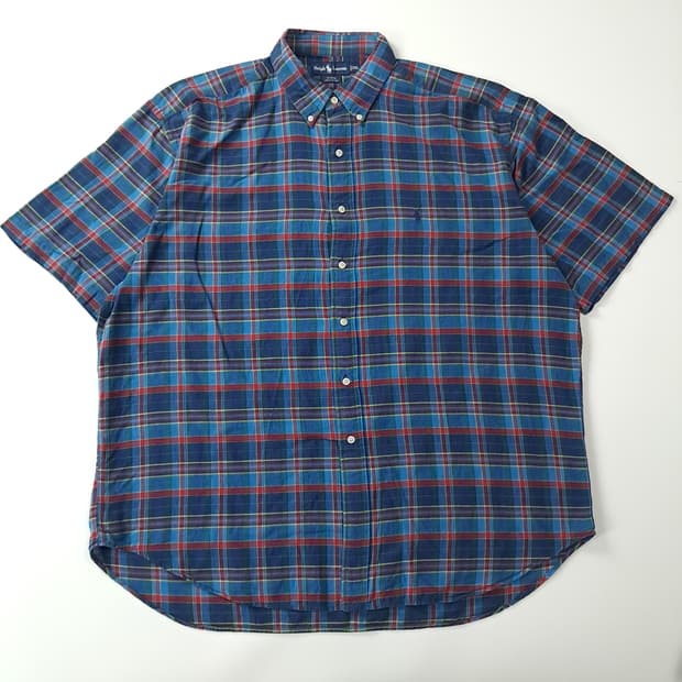 CJ176 2XL 폴로 빅사이즈 90s 클래식 아이비 체크 반팔 셔츠