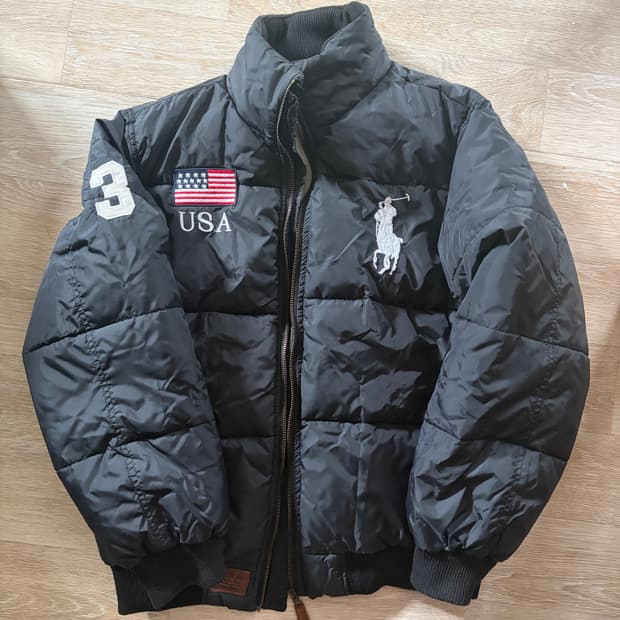폴로 빅포니 성조기 패딩 블랙