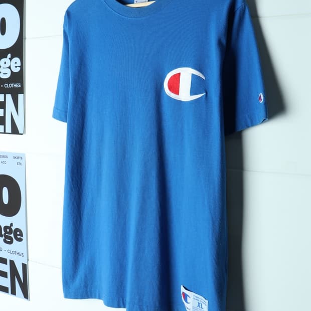 (XL-2XL) 챔피온 반팔 티셔츠 빅사이즈 빅로고 블루-H34685