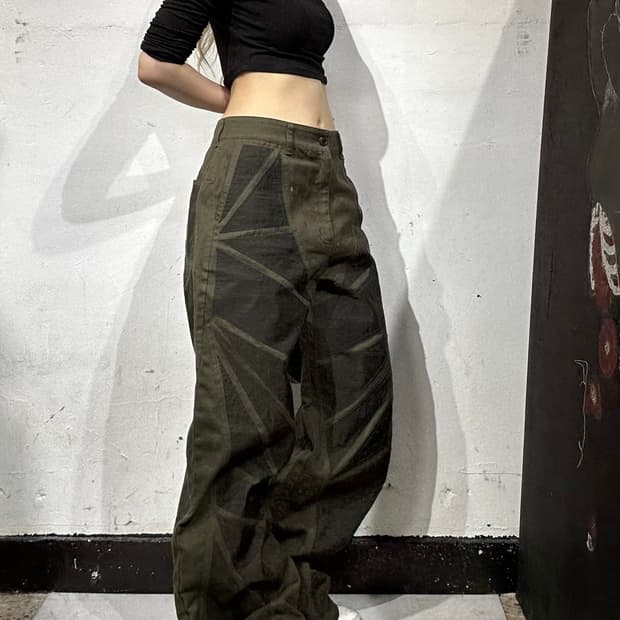 노매뉴얼 새상품 PATCHED PANTS 카키 패치 와이드 팬츠 L