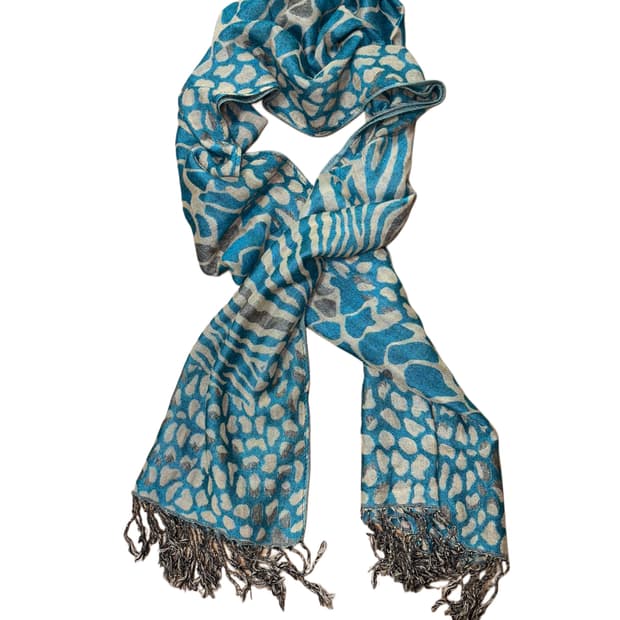 레오파드 지브라 블루/베이지 머플러