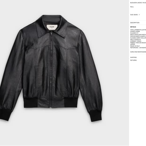 셀린느 blouson jacket in soft lambskin레더자켓