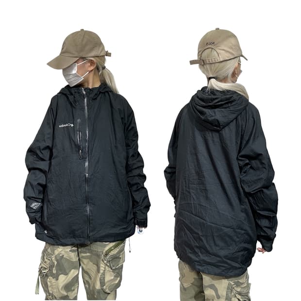 컬럼비아 블랙 후드 오버핏 바람막이 자켓 L