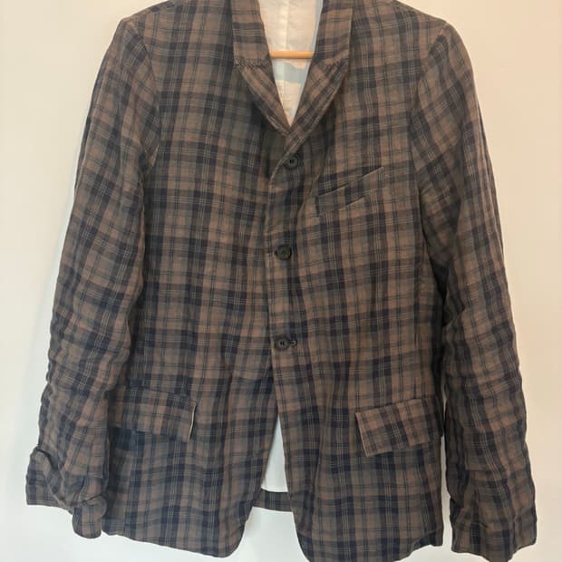 Bergfabel linen farmer check jacket