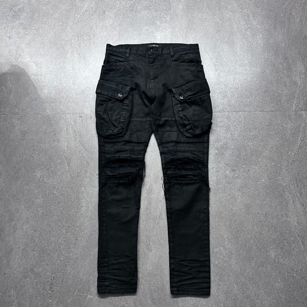 Glamour 왁스 코팅 디스트레스드 팬츠