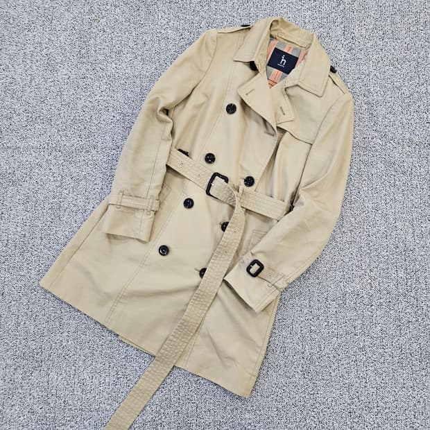 [85-160] 헤지스 여성 베이지 더블 트렌치코트 0102YH1