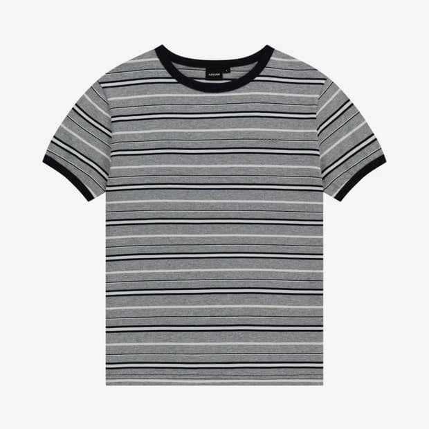 아캄 링커티 Striped Ringer Top (Gray-Navy)