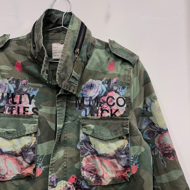 SKYEYE 플라워 나염 밀리터리 누빔 야상