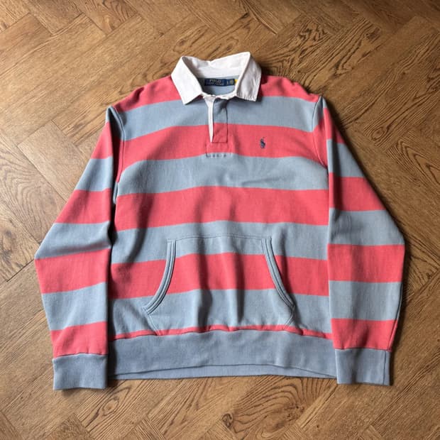 [L]폴로 랄프로렌 매장판 후드 포켓 럭비 티셔츠