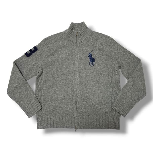 폴로 랄프로렌 그레이 투웨이 빅포니 니트집업
