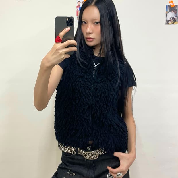 Rope Fur Black Vest