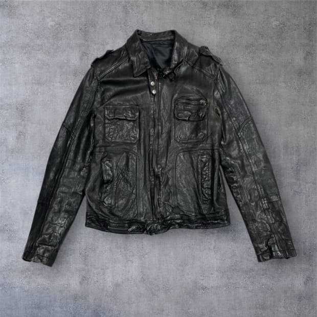 일본 빈티지 블랙 양가죽 라이더 자켓 50