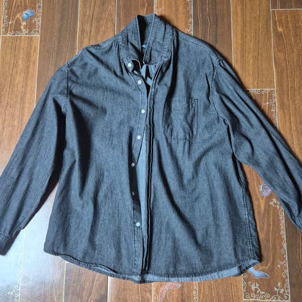 [S]트립르센스 라이크 데님 셔츠 블랙