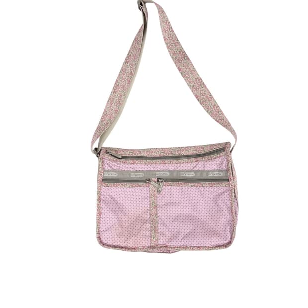 레스포삭 핑크 도트 크로스백