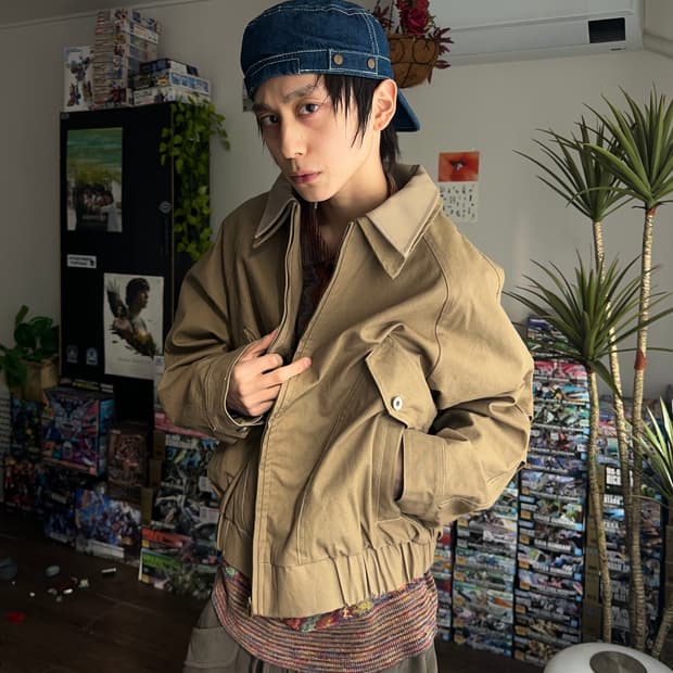 RHNDE 레더 카라 레이어 크롭 봄버