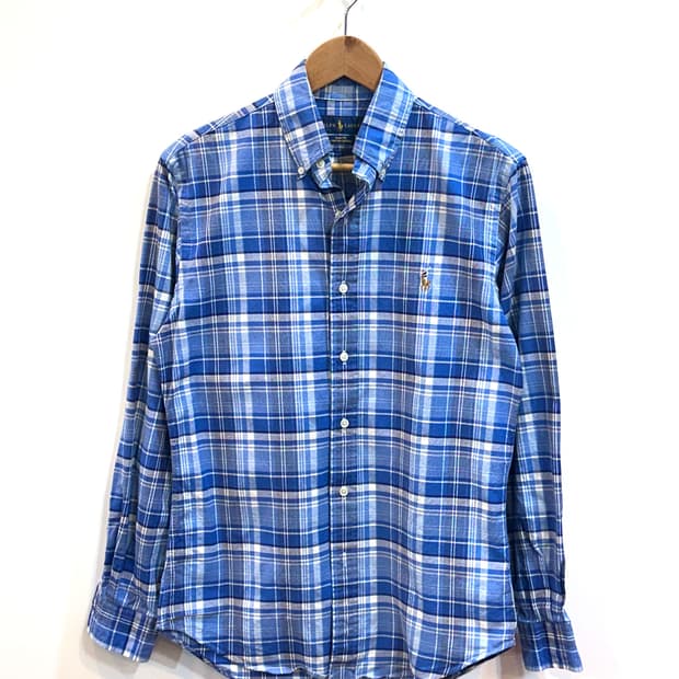폴로 랄프로렌 슬림핏 체크셔츠 블루 S