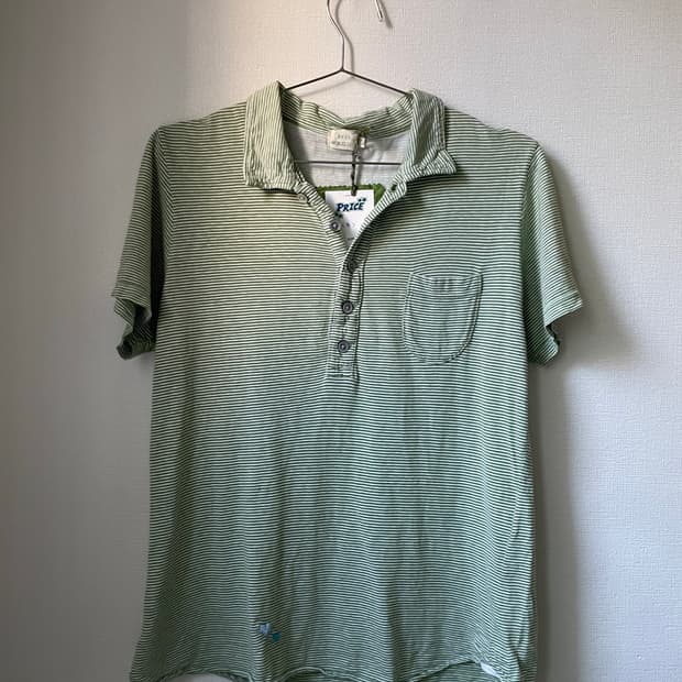 Green striped cotton PK T