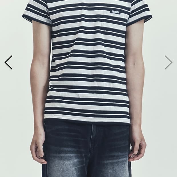 톰비드 스트라이프 반팔 티셔츠 블랙