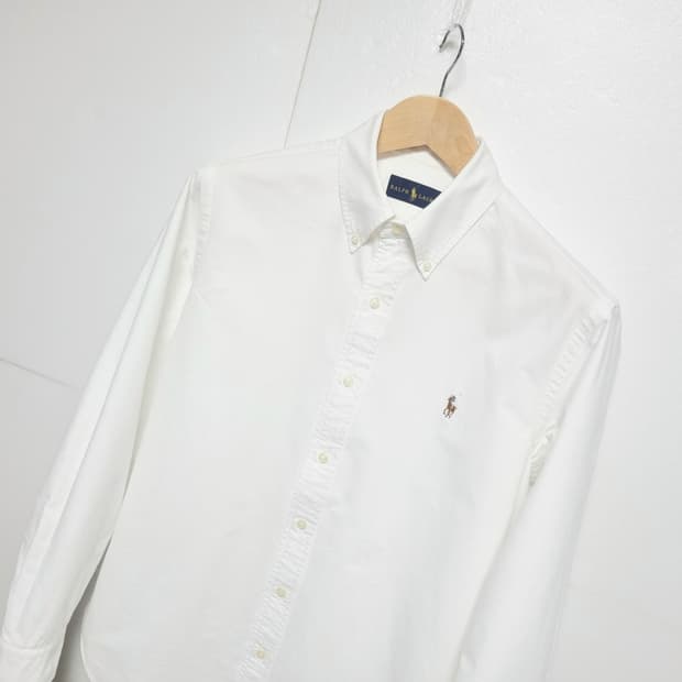 남성 폴로 옥스퍼드 멀티포티 화이트 흰색 긴팔 남방 셔츠
