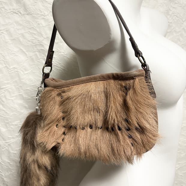 빈티지 리얼퍼 아일렛 스웨이드 숄더백