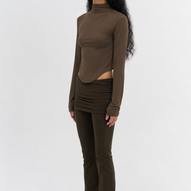 Layered semi bootscut pants | Mossy Wood
