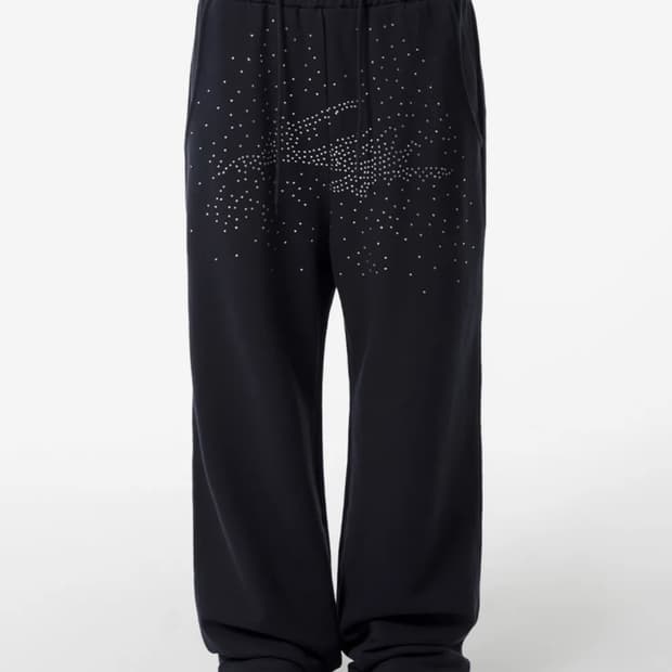 leey CUBIC LOGO SWEAT PANTS NAVY