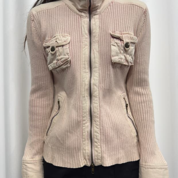 soft pink knit jacket
