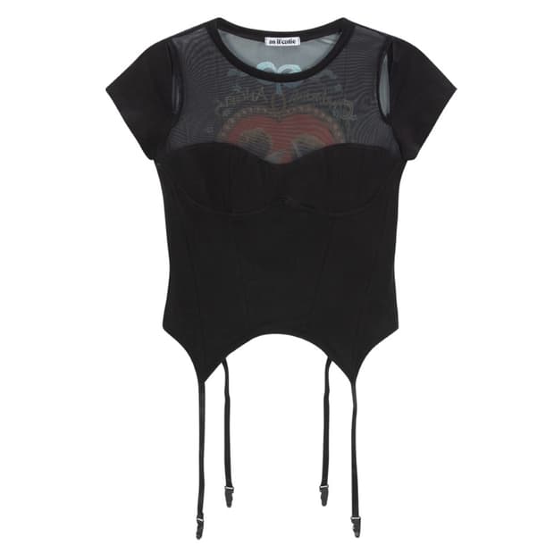  에즈이프캘리 코르셋 메쉬 티셔츠 CORSET MESH T-SHIRT
