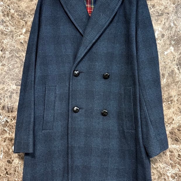 Massimo Piombo 모직 체크 남성 코트 48