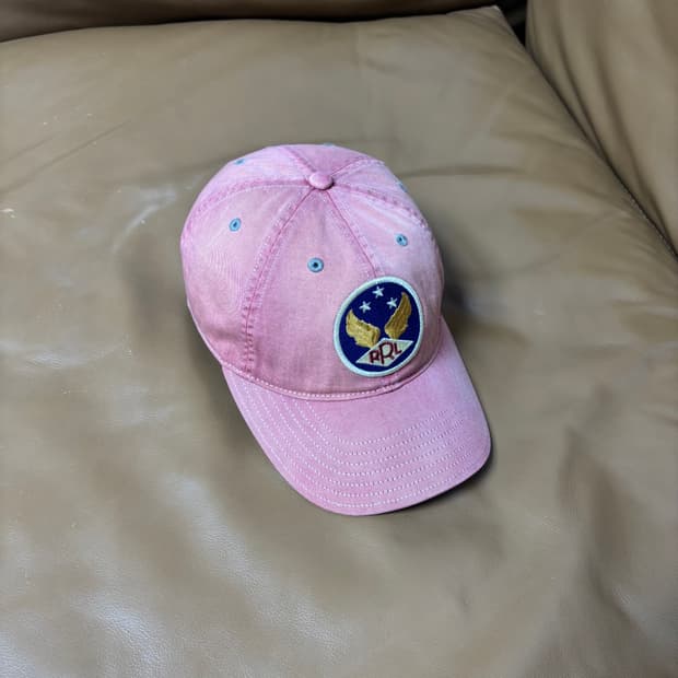 RRL 더블알엘 랄프로렌 폴로 윙로고 6패널 볼캡 모자 워시드 레드